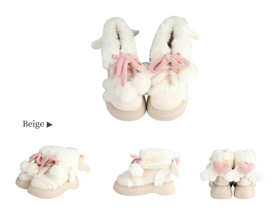 Winter Lolita Shoes Angel Wings Plush Padded Snow Boots 40328:655950