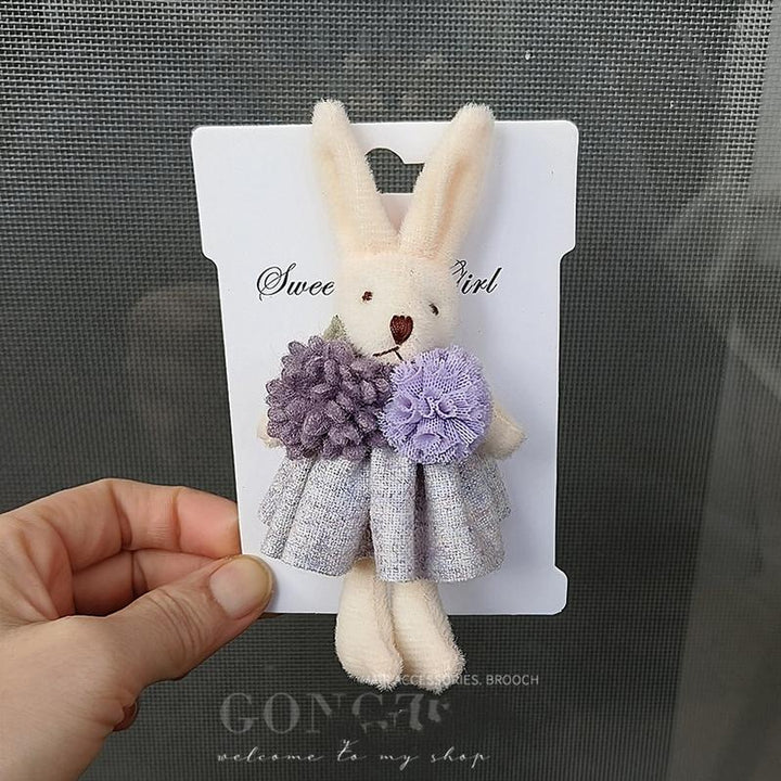 Mori Kei Brooch Cute Doll Brooch Plush Bunny Pin For Bags 36430:520954 36430:520954