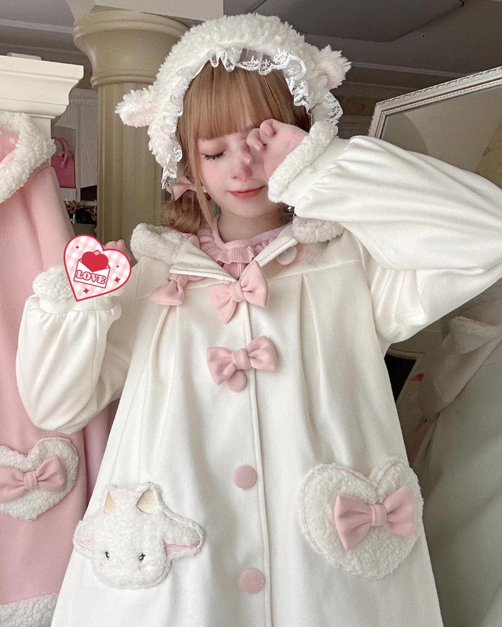 Sweet Lolita Coat Kawaii Bow Bunny Ear Hooded Coat 40934:682150