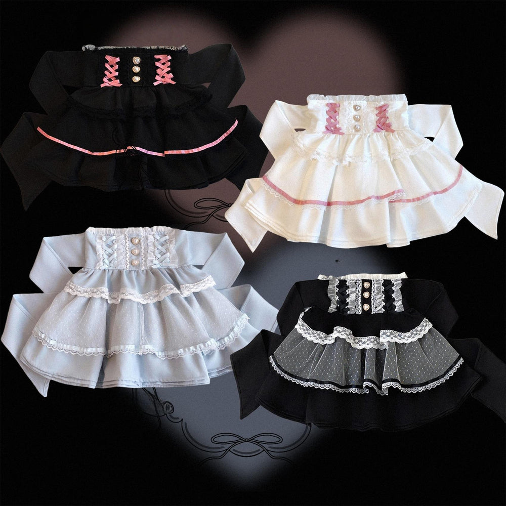 Ryousangata High-waist Skirt, Tiered Hem 44003:792904