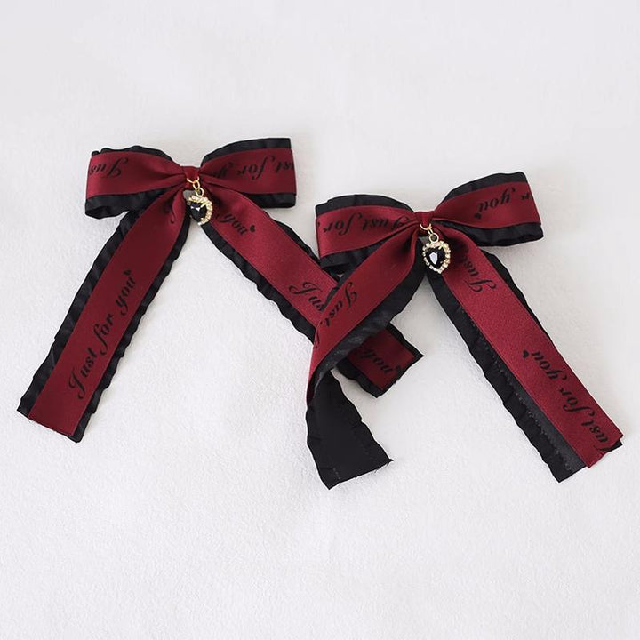 Jirai Kei Ryousangata Hair Clips with Letter Ribbons and Bow 22544:333204