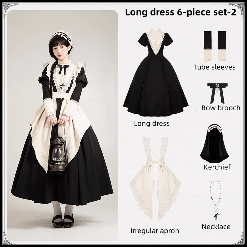 Gothic Dress Set Nun Black Short And Long OP Dress (L M S XL) 39468:637690