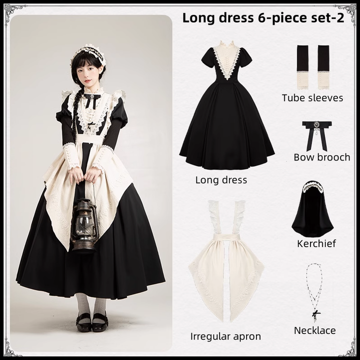 Gothic Dress Set Nun Black Short And Long OP Dress (L M S XL) 39468:637690