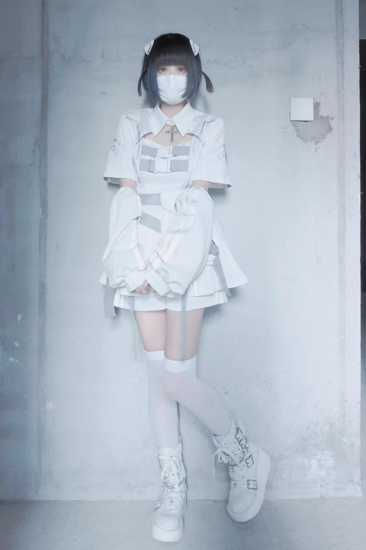 Cyberpunk Reflective Shorts Outfit, Waist Bag 43734:784972