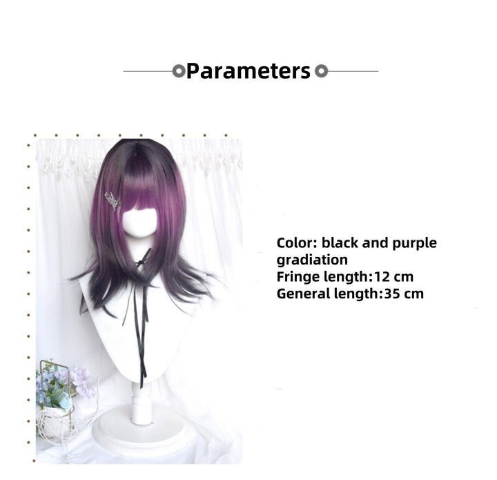 Y2K Gradient Purple Wig Mid-length Straight Wig 38886:605986