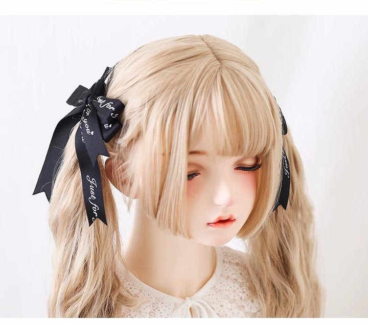 Jirai Kei Ryousangata Lace Letter Ribbon Bow Headwear 22540:333264 22540:333264