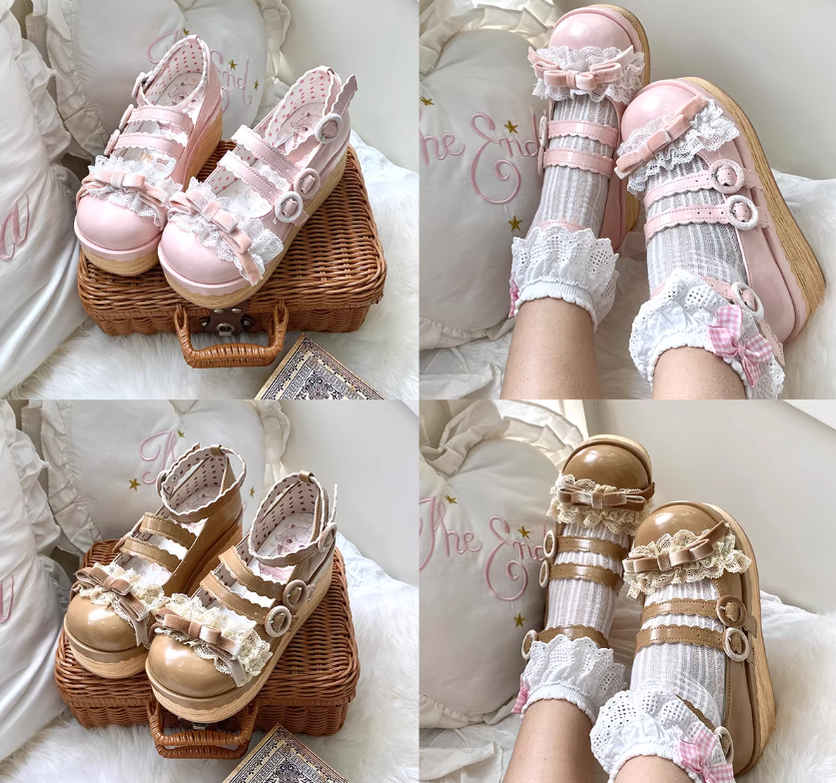 Jirai Kei Lolita Shoes Multicolored Thick-soled Muffin Shoes 22034:367716 22034:367716