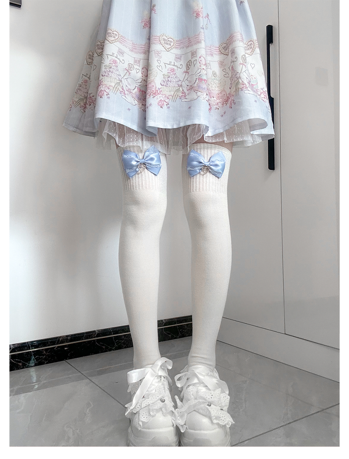 Jirai Kei Socks Cute Cashmere Thighhighs With Lace Bow 41744:716890