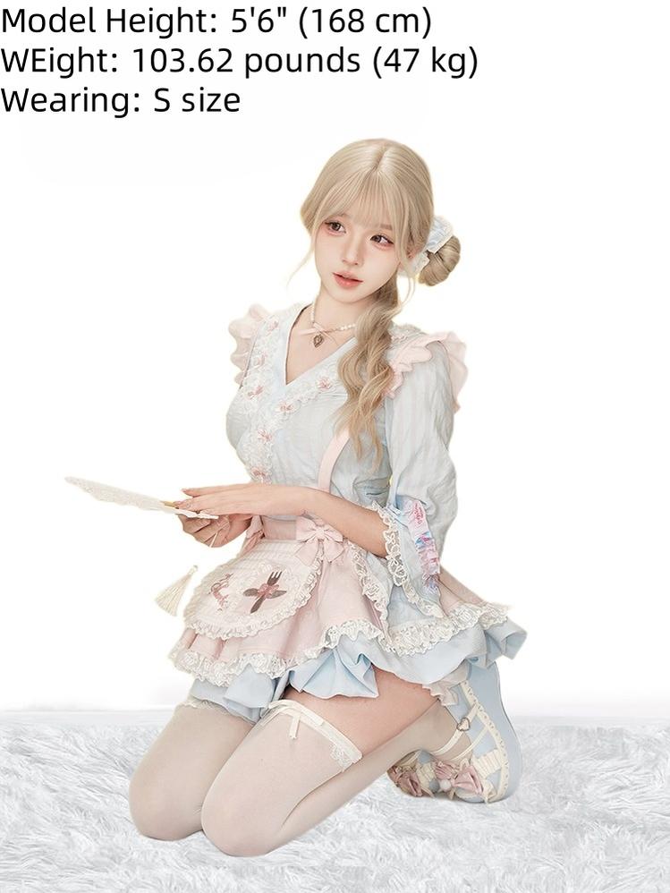 Gyaru Kimono Blouse, Puffy Suspender Skirt 43437:780216