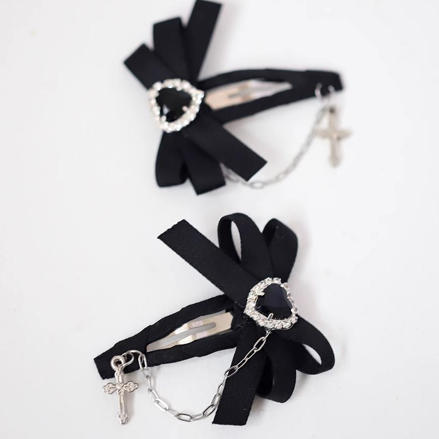 Jirai Kei Lolita JK Hair Clips Bow Bangs Hairpin Accessories 22518:332196 22518:332196