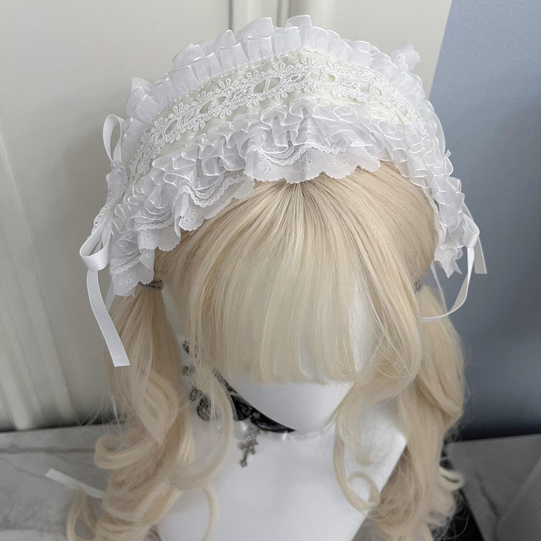 Gothic Lolita Lace Headband With Fixed Clips 43195:771596