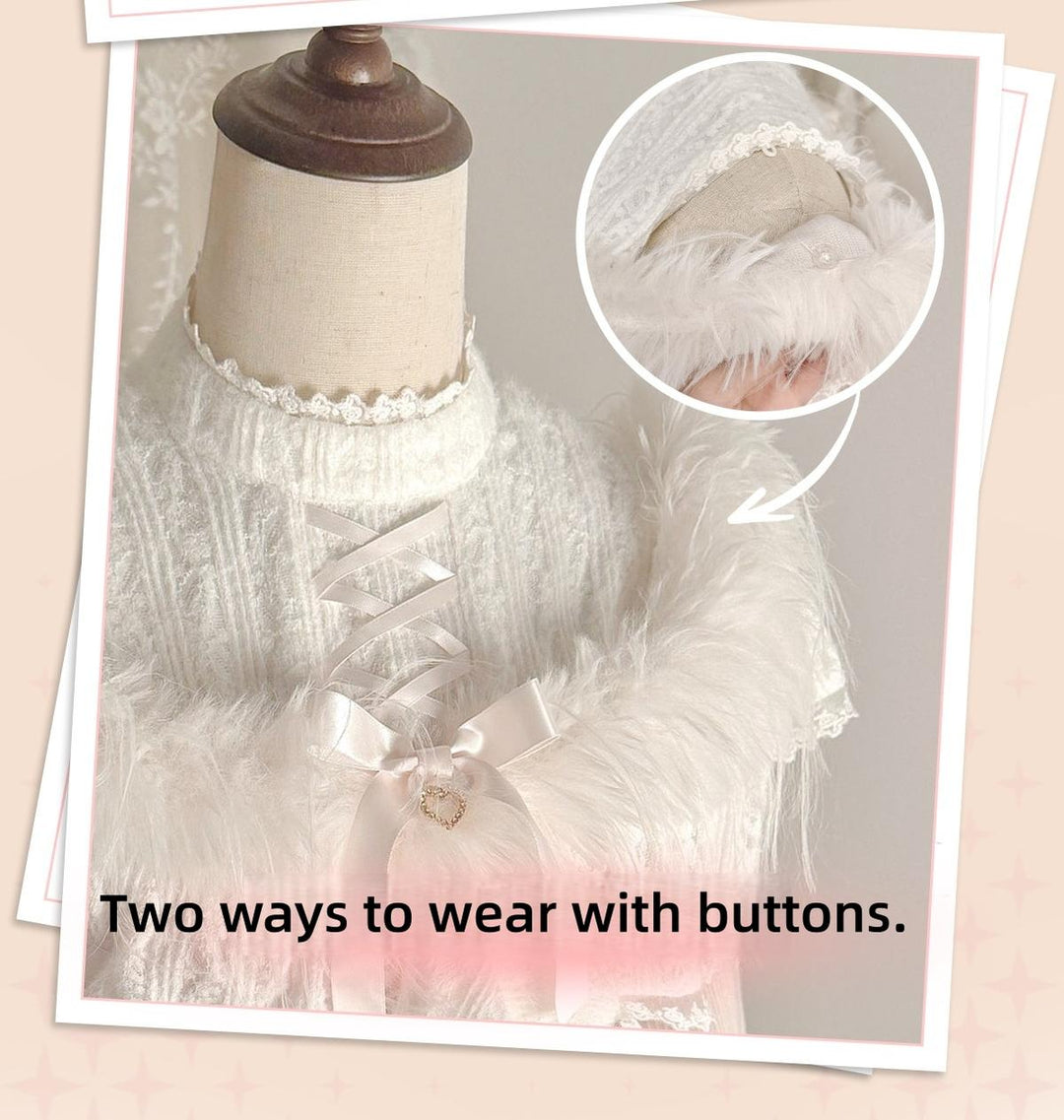 Seiso Kei Elegant Dress, Pink and White Knit 44113:796897