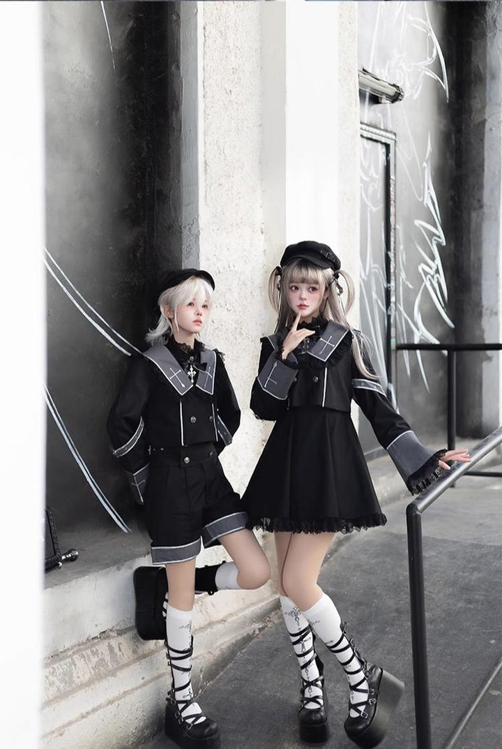Ouji Lolita Outfit Set with Embroidery Jacket & Dress 43037:764888