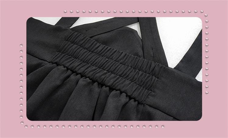 Plus Size Jirai Kei White Blouse Black Skirt Shorts 22056:349444