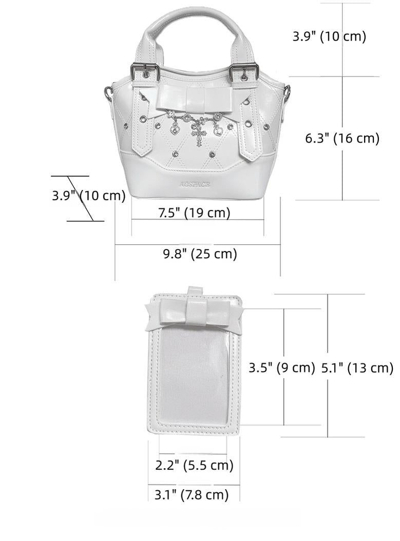 Oil-waxed Leather Jirai Kei Cross-body Bag, Detachable Strap 44161:798482