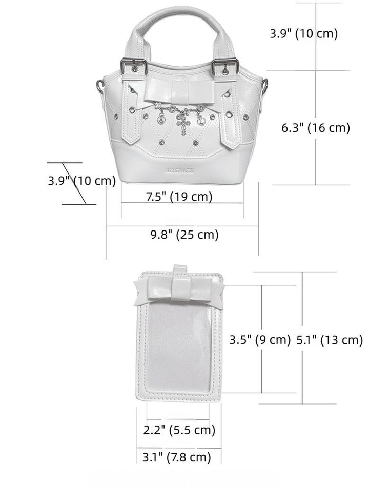 Oil-waxed Leather Jirai Kei Cross-body Bag, Detachable Strap 44161:798482