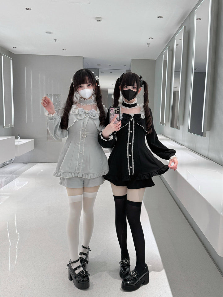 Jirai Kei Long Sleeves Dress, Pocketed Shorts 44197:808140