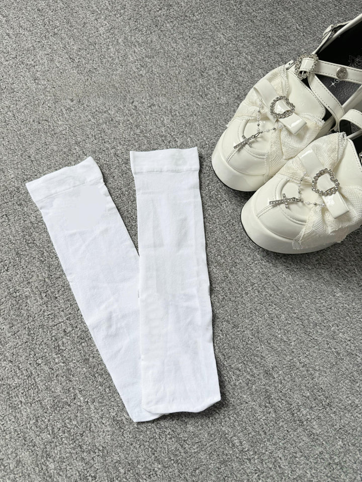 Lightweight Jirai Kei Calf Socks, Versatile Solid Color 45355:845549