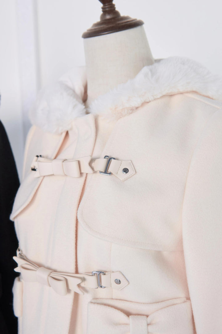 Hooded Rousangata Short Coat, Detachable Plush Cuffs 44116:796419