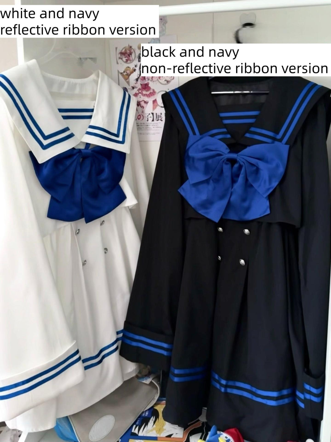 Sailor Collar JK Uniform Dress, Flared Sleeves (L M) 43871:787992