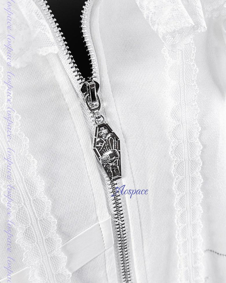 Rhinestone Setting Sub Culture Jacket, Cat Ear Hood 44766:825916