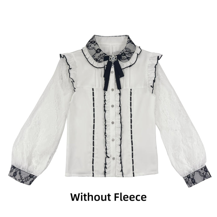 Jirai Kei Lace Sleeves Blouse, Fleece Lining (L M S XL / In-stock Pre-order) 44177:800966