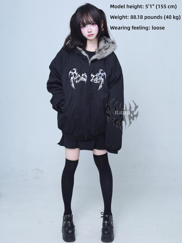 Gothic Waterproof Padded Jacket, Embroidered Pattern 44520:812646