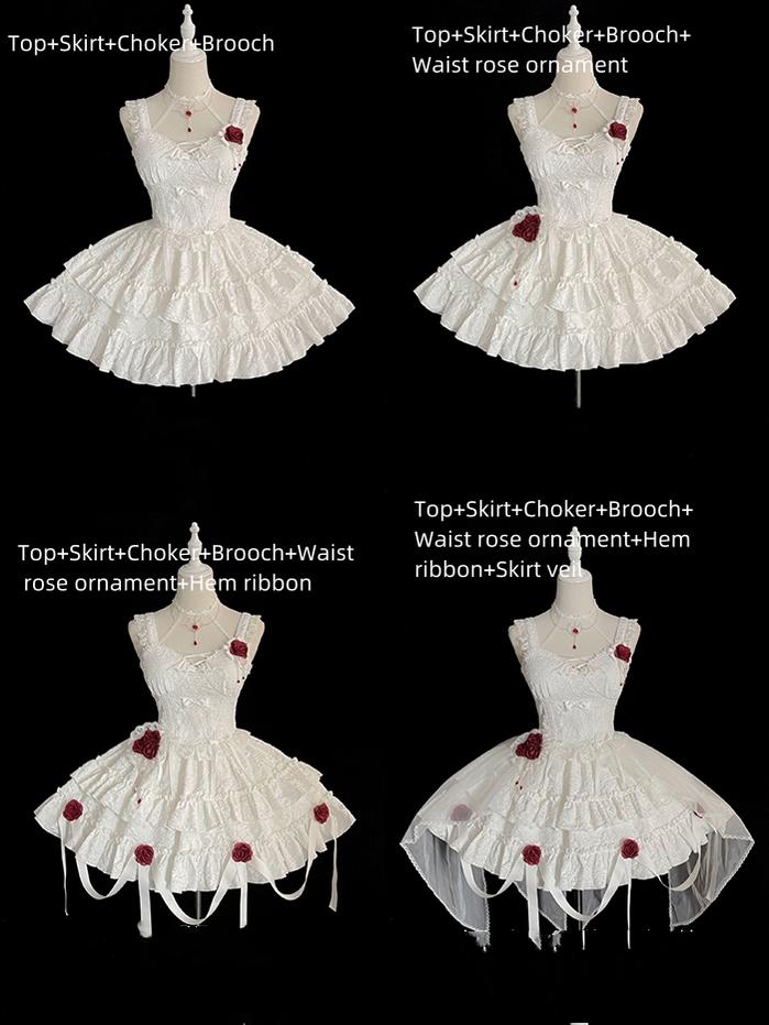 Gothic Lolita Skirt Set Blood Rose Skirt Corset Set Multicolor 35542:498530