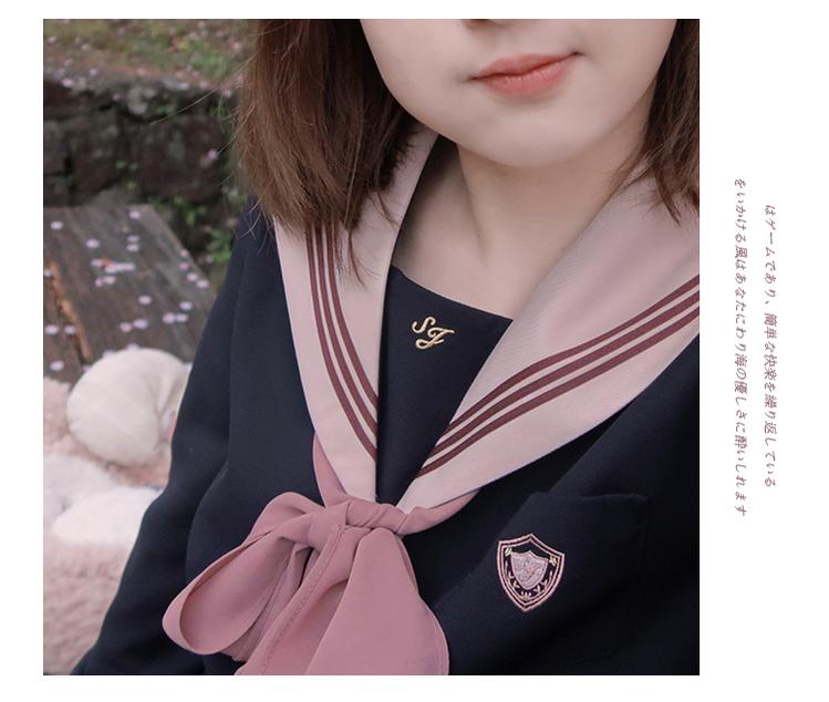 Navy and Pink JK Uniform Top + Pleated Skirt 43790:785176