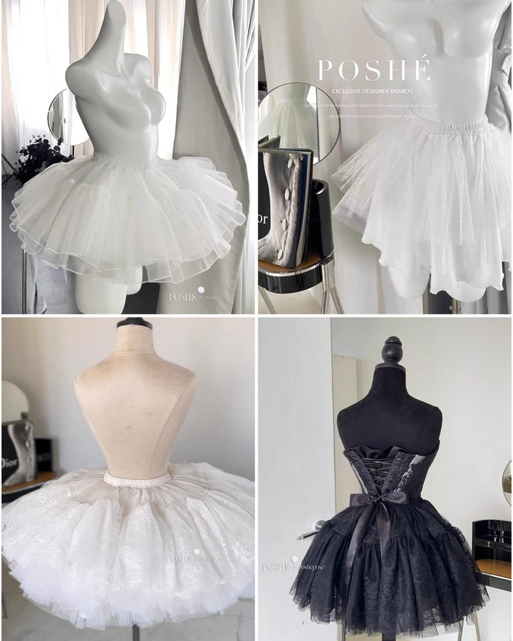 Puffy Prom Dress Petticoat Lolita Dress Petticoat Black White 36386:542686