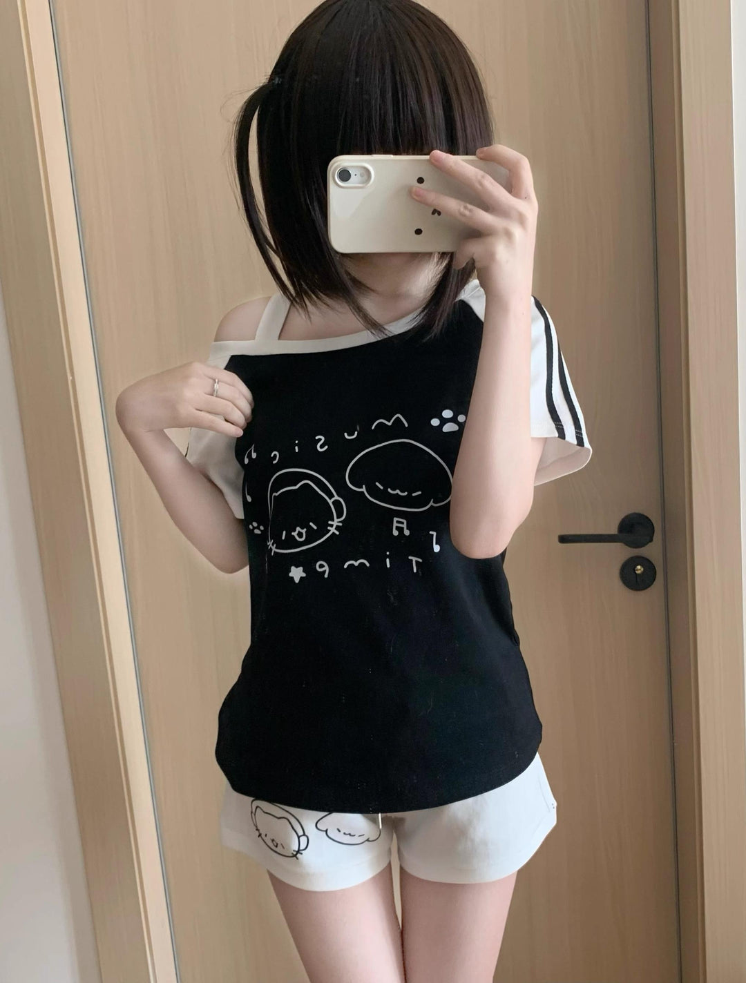 Kawaii Summer Music Time Printed Top & Shorts With Pockets 42904:760912