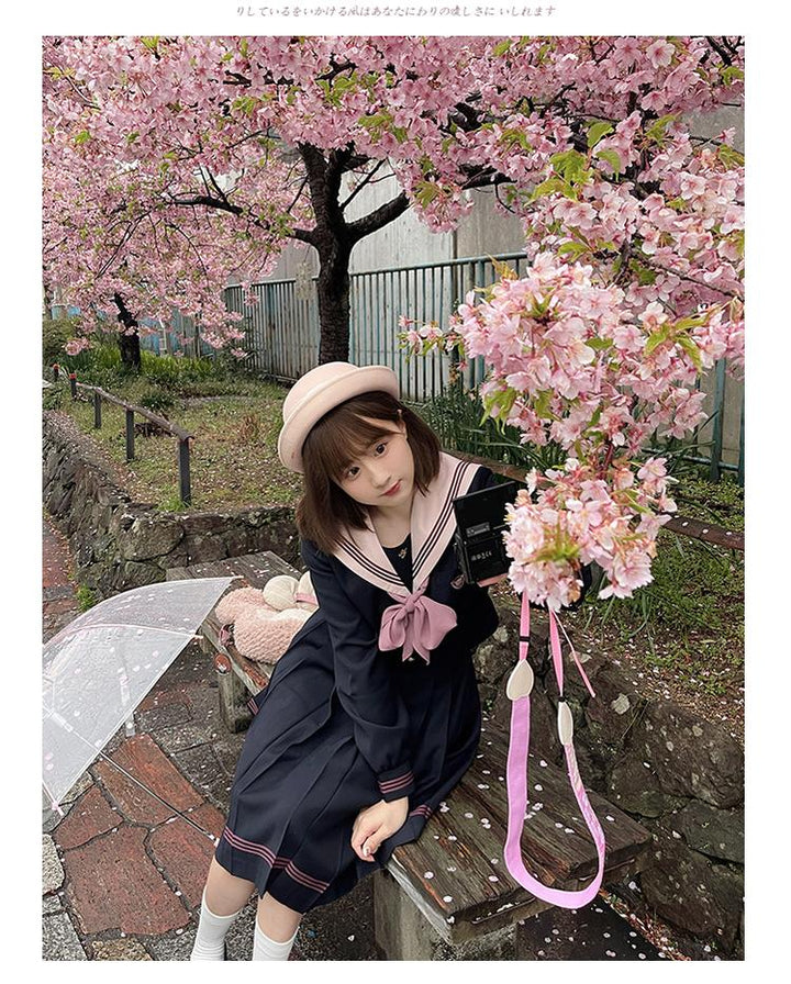 Navy and Pink JK Uniform Top + Pleated Skirt 43790:785207