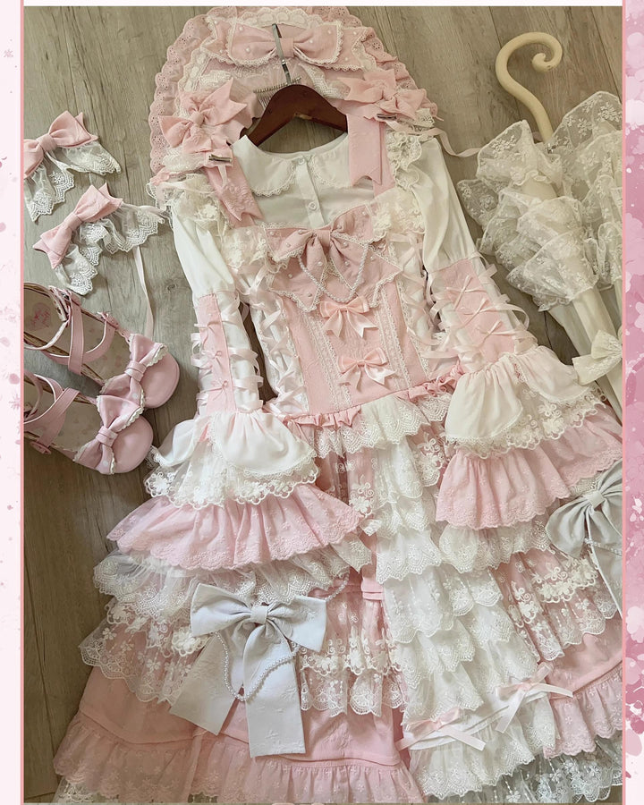 Sweet Lolita Pink JSK Doll-like Dress Princess Sleeve Blouse BNT 41170:697894