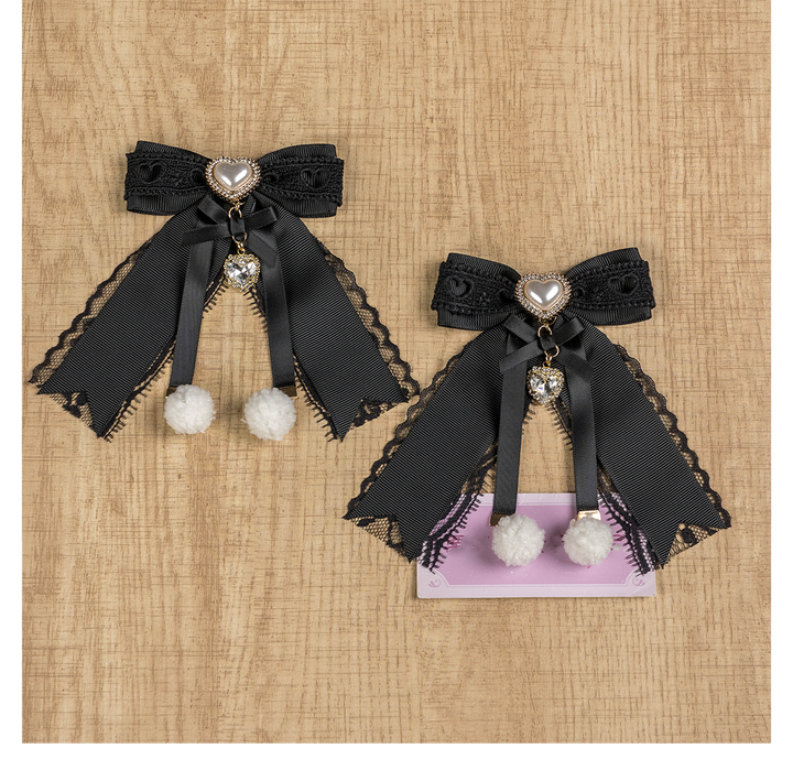 Jirai Kei Barrette Lolita Sweet Hair Clip Lace Bow Headpiece 41586:704230