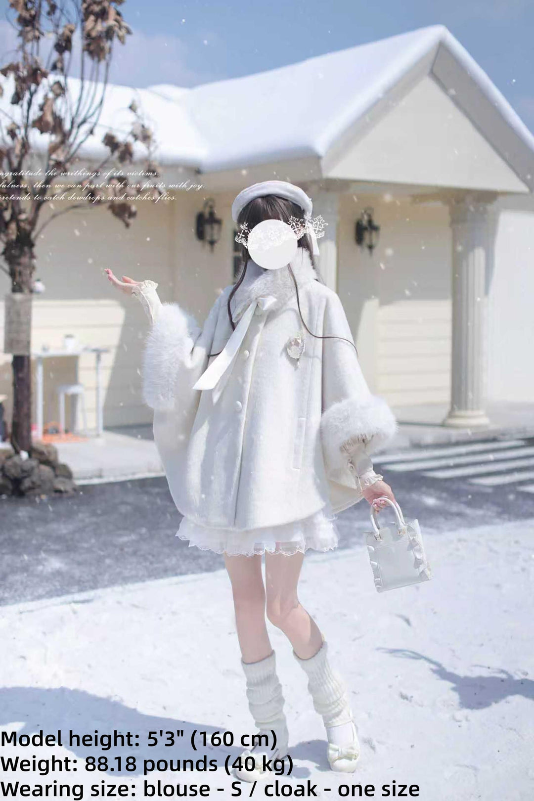 Seiso Kei Woolen Blend White Cloak, Beige Blouse 44036:793434