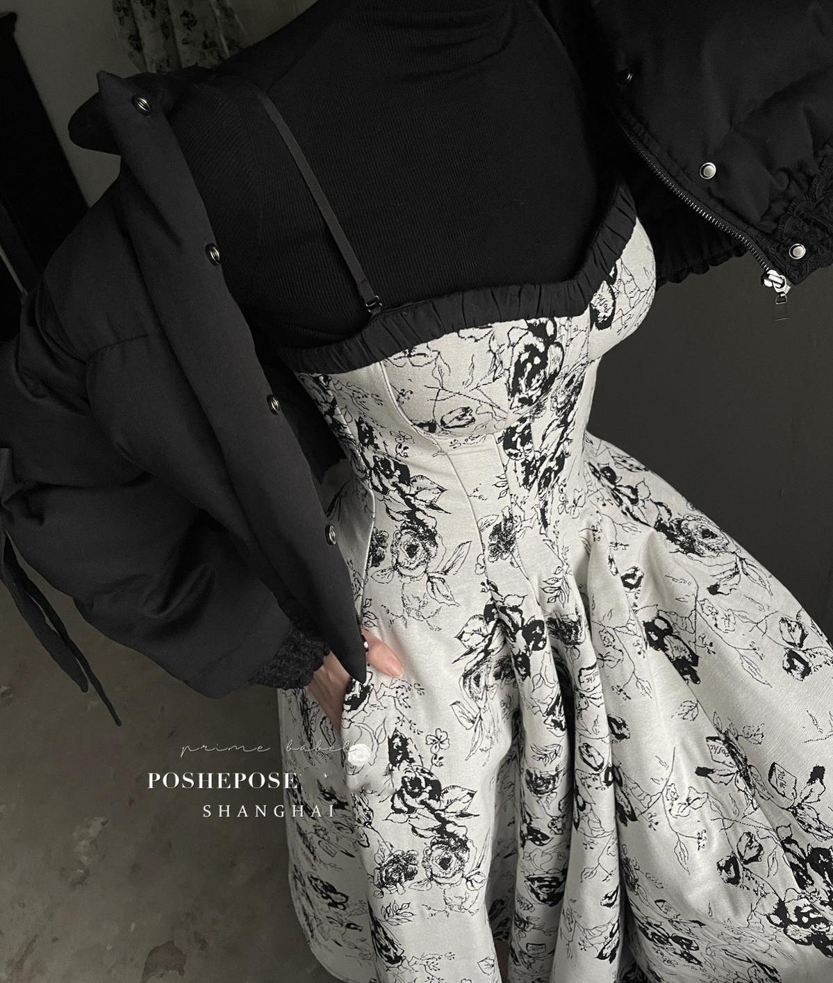Elegant Corset Dress Strapless Brocade Satin Dress Sun-protection 36390:548836