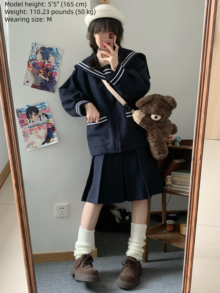Winter JK Uniform Set, Coat and Pleated Skirt 43727:783854