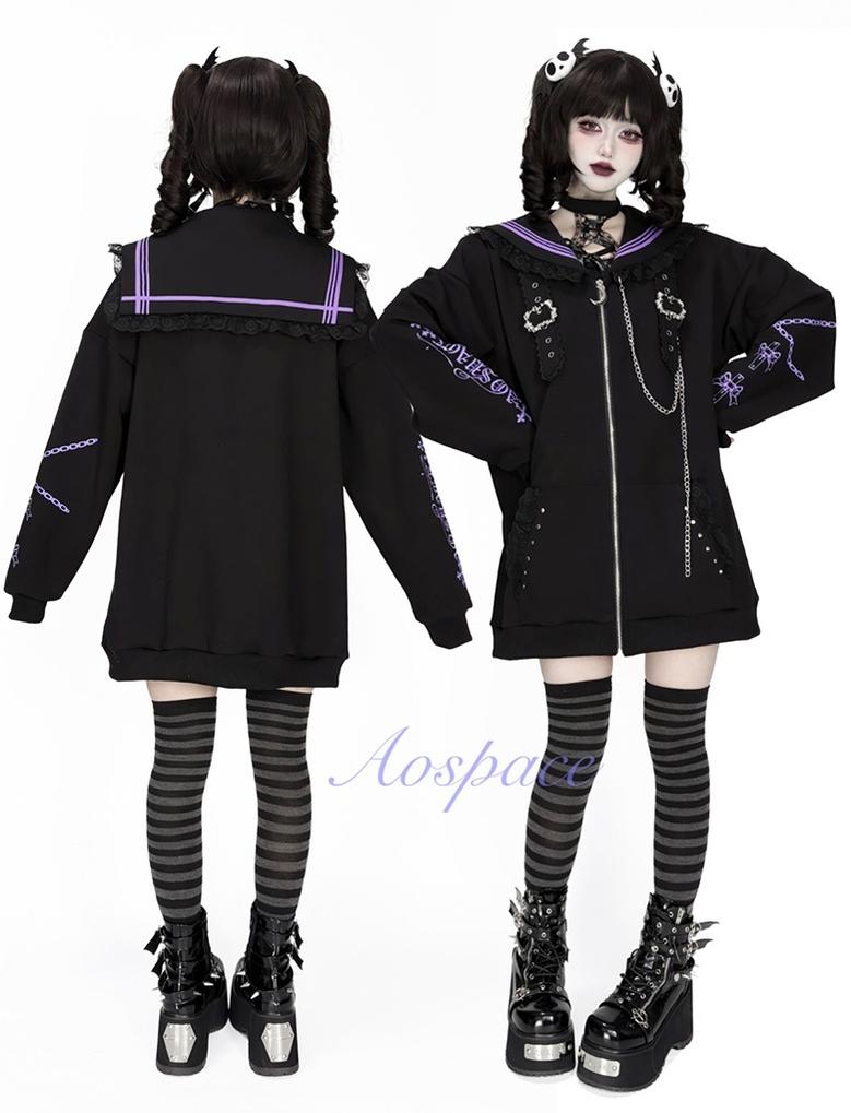 Subculture Sailor Collar Jacket, Chain Accents 43824:787408