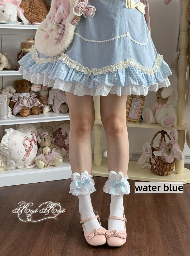 Sweet Lolita Mid-Calf Cotton Socks, Bunny Ears, Polka Dots 44712:819628