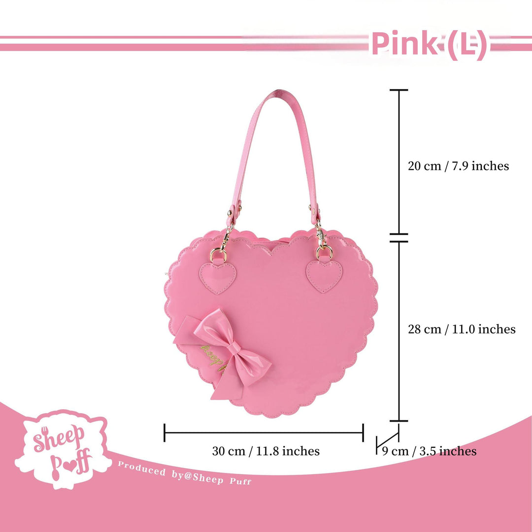 Sweet Lolita Bag Cute Heart Shaped Scalloped Bow Handbag 40326:656106