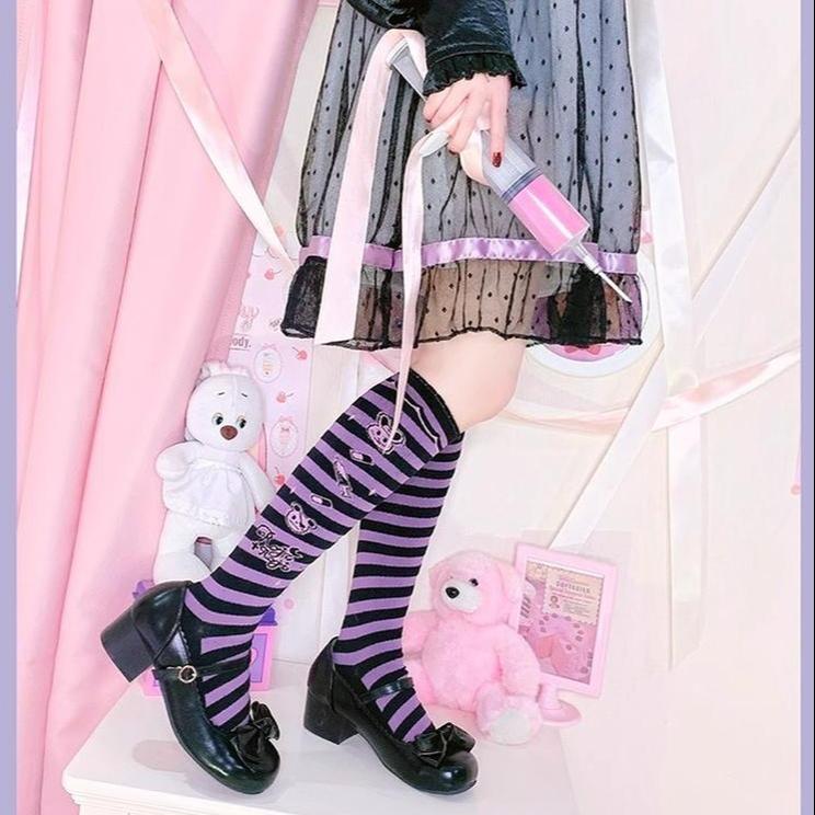 Lolita Striped Knee Socks Japanese Style Woman Socks 31748:373308 31748:373308