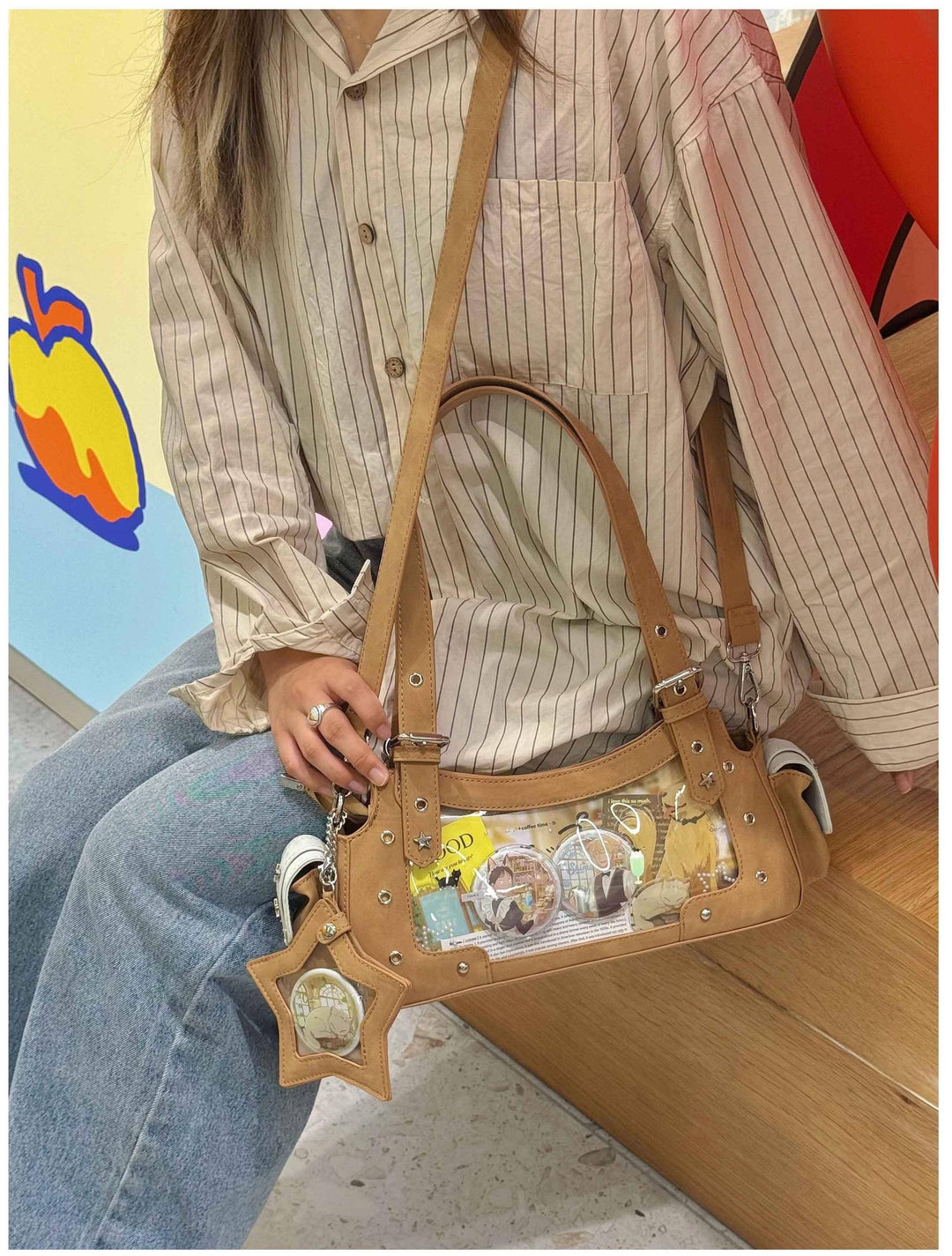 Punk Studded Ita Bag, Clear Window & Star Pouch 45416:847480