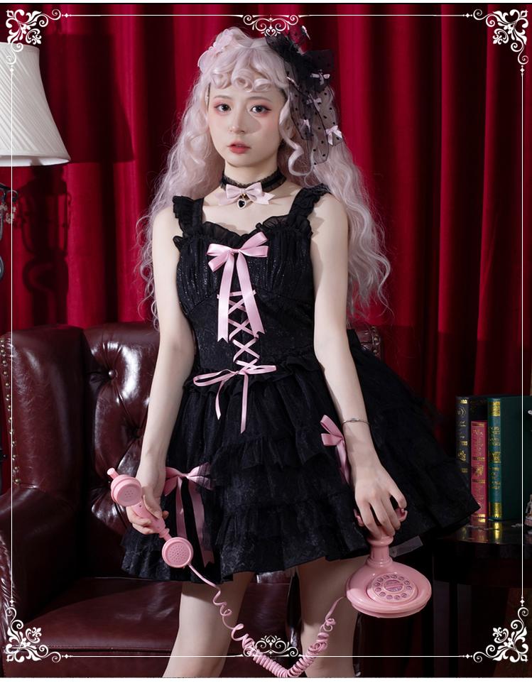 Gothic Lolita Jumper Dress Dark Jacquard Pattern Dress 32088:487128