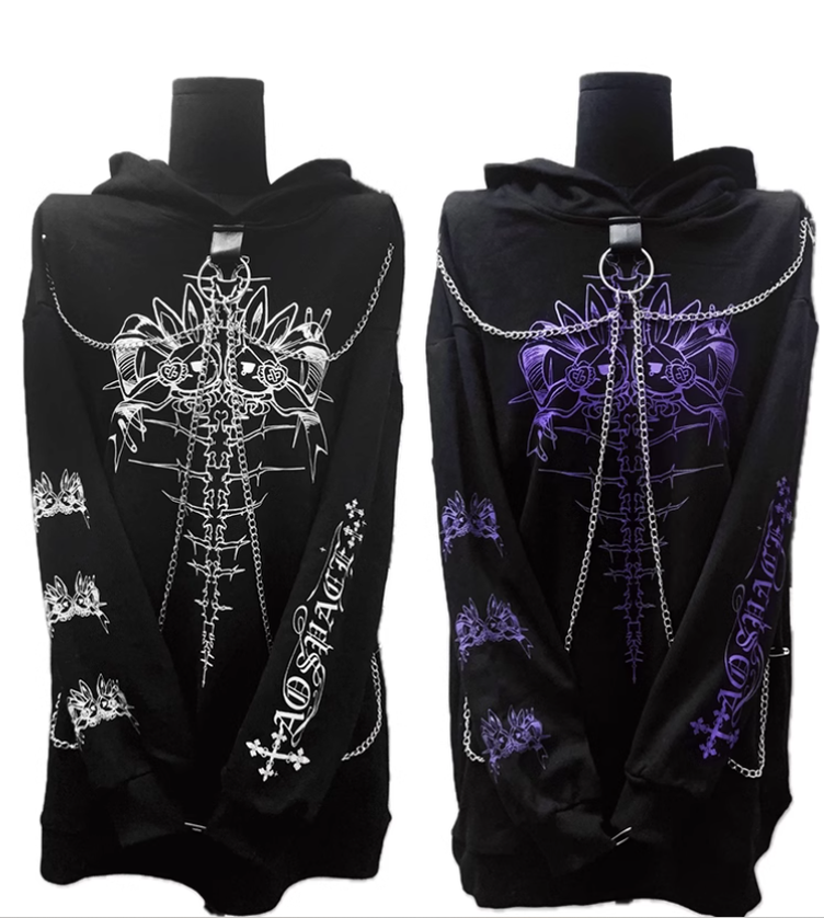 Jirai Kei Hoodie Gothic Sweatshirt Soul-Devouring Rabbit Bone Printed 42150:731199