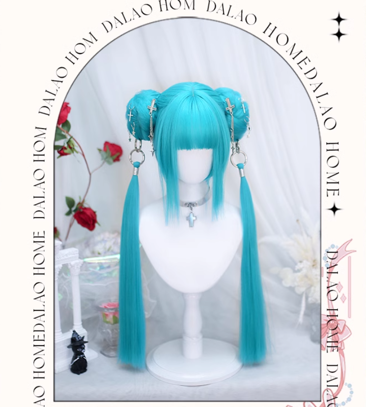 Lolita Wig Anime Wig Short Straight Hairpiece With Natural Ponytail 35882:506072