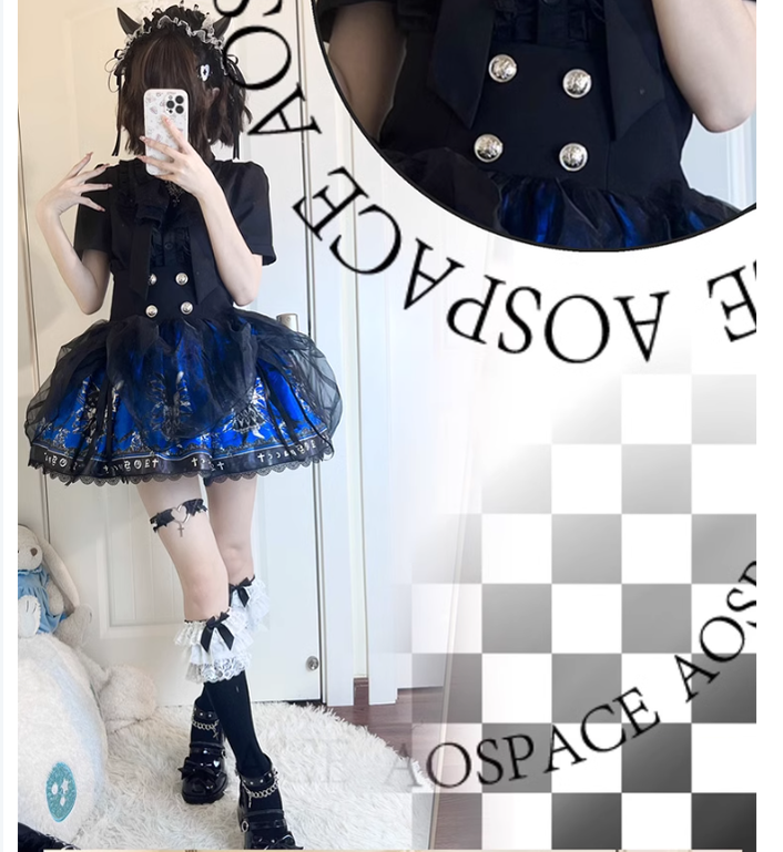 Gothic Lolita Blouse White Short-sleeved Shirt 37554:566542