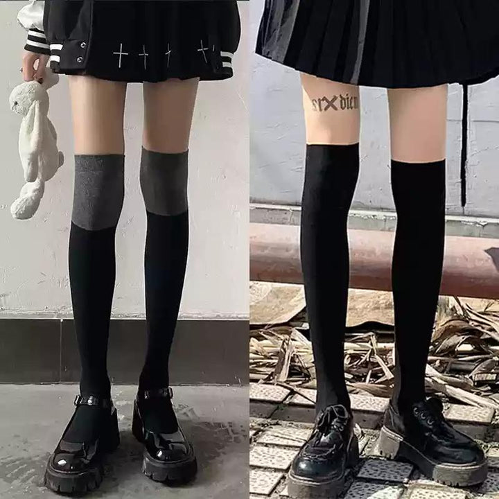 JK Thigh-high Socks Black Knee-high Socks Winter Stockings 40884:698440