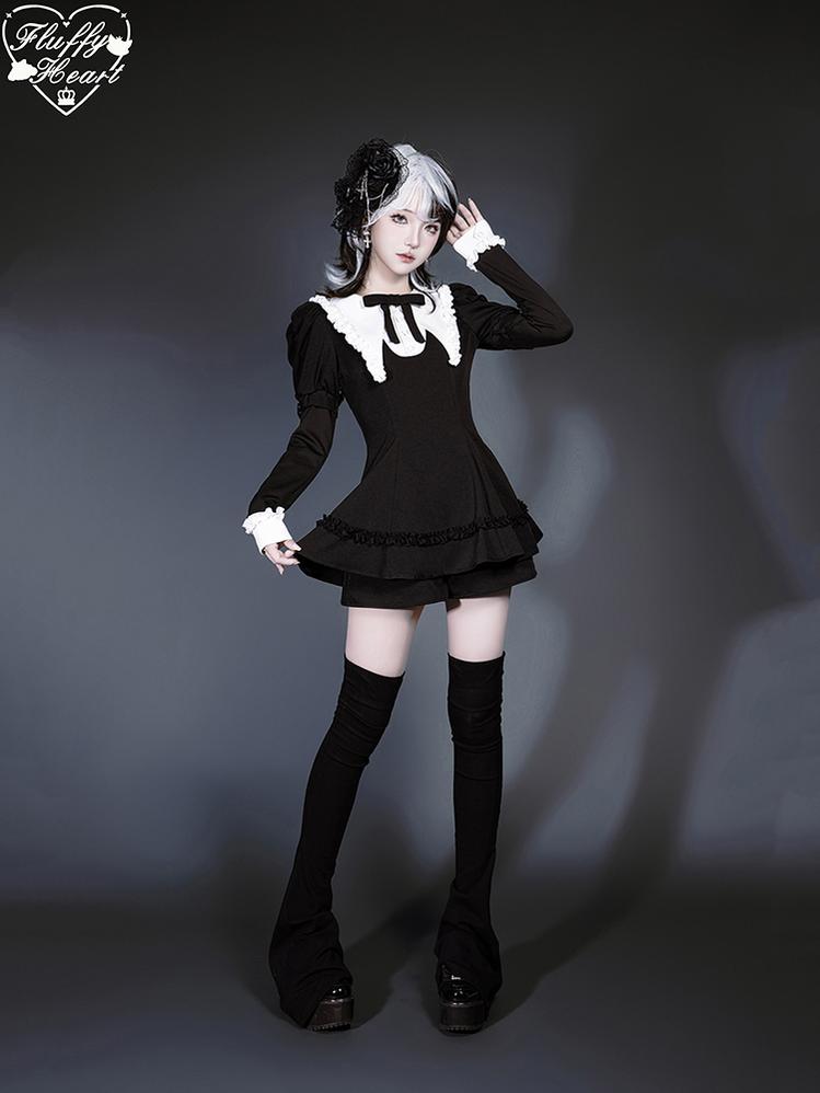 Jirai Kei Dress Set Puritan Collar Dress And Shorts Setup 40752:677286