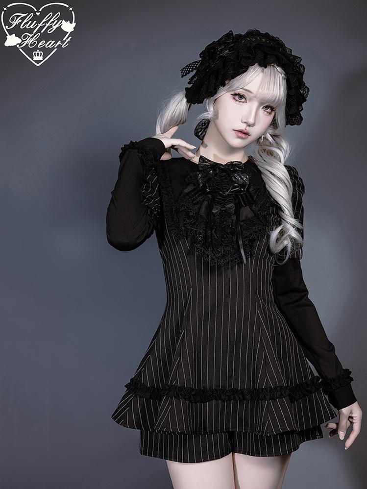 Jirai Kei Dress Set Puritan Collar Dress And Shorts Setup 40752:677302