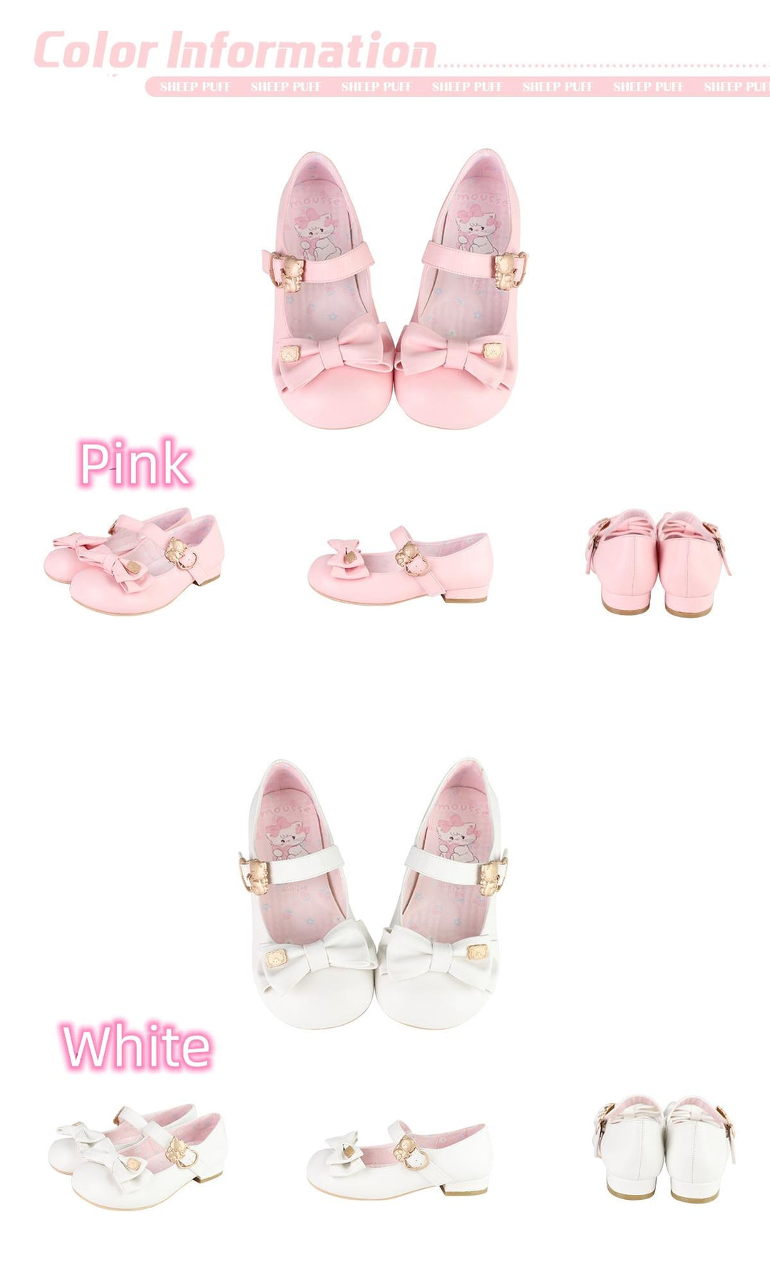 Preorder-Lolita Fashion Bow Tie Low Heel Shoes 4 Colors 22830:328220